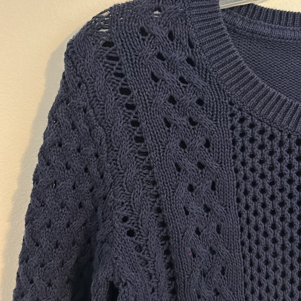 Lilly Pulitzer Navy Blue Open Knit Crewneck Sweater - Picture 3 of 14